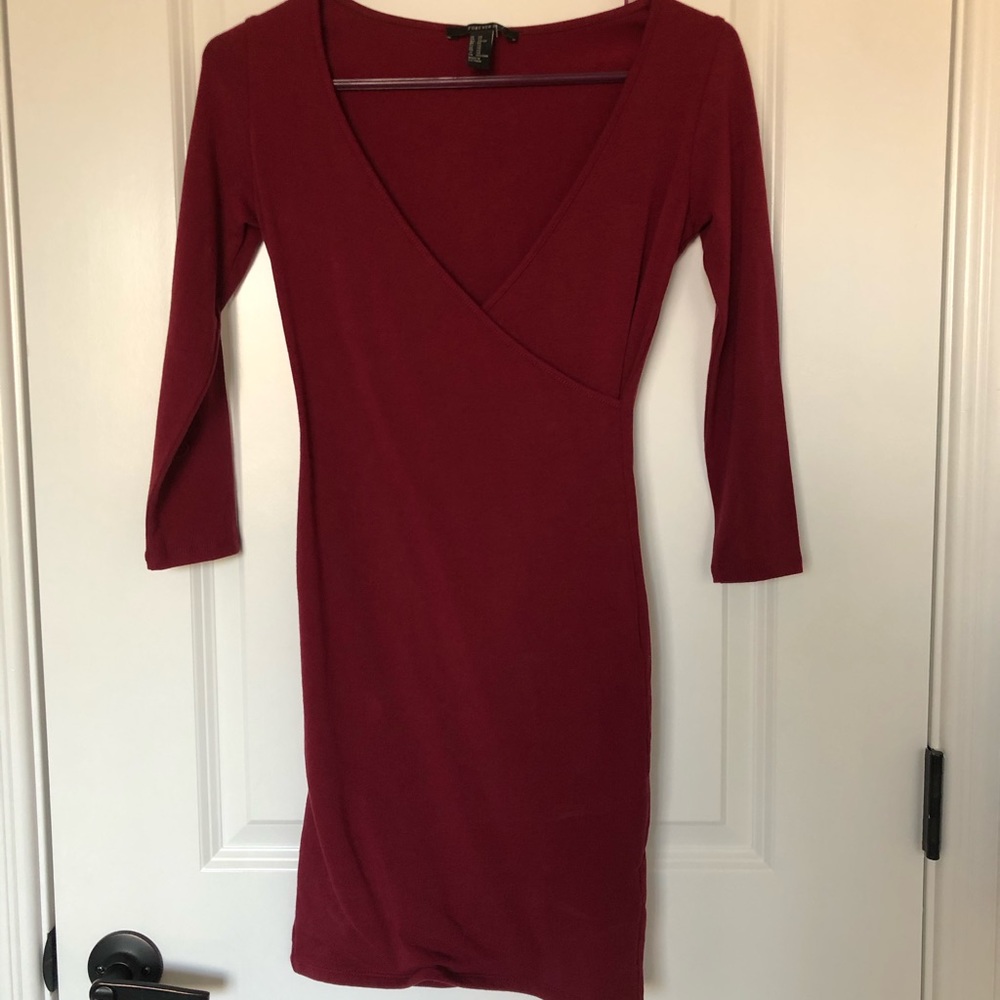 NWT Forever21 Maroon Long-sleeve Dress size XS